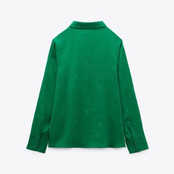 NWT ZARA Floral Jacquard Top Green Size S | 1971/060/500 - Picture 5 of 12